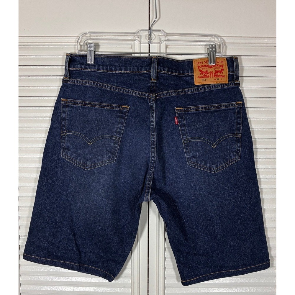 Levi's 511 Dark Wash Denim Shorts Mens 34 Slim Classic Jorts Skater‎ Streetwear - Picture 2 of 8